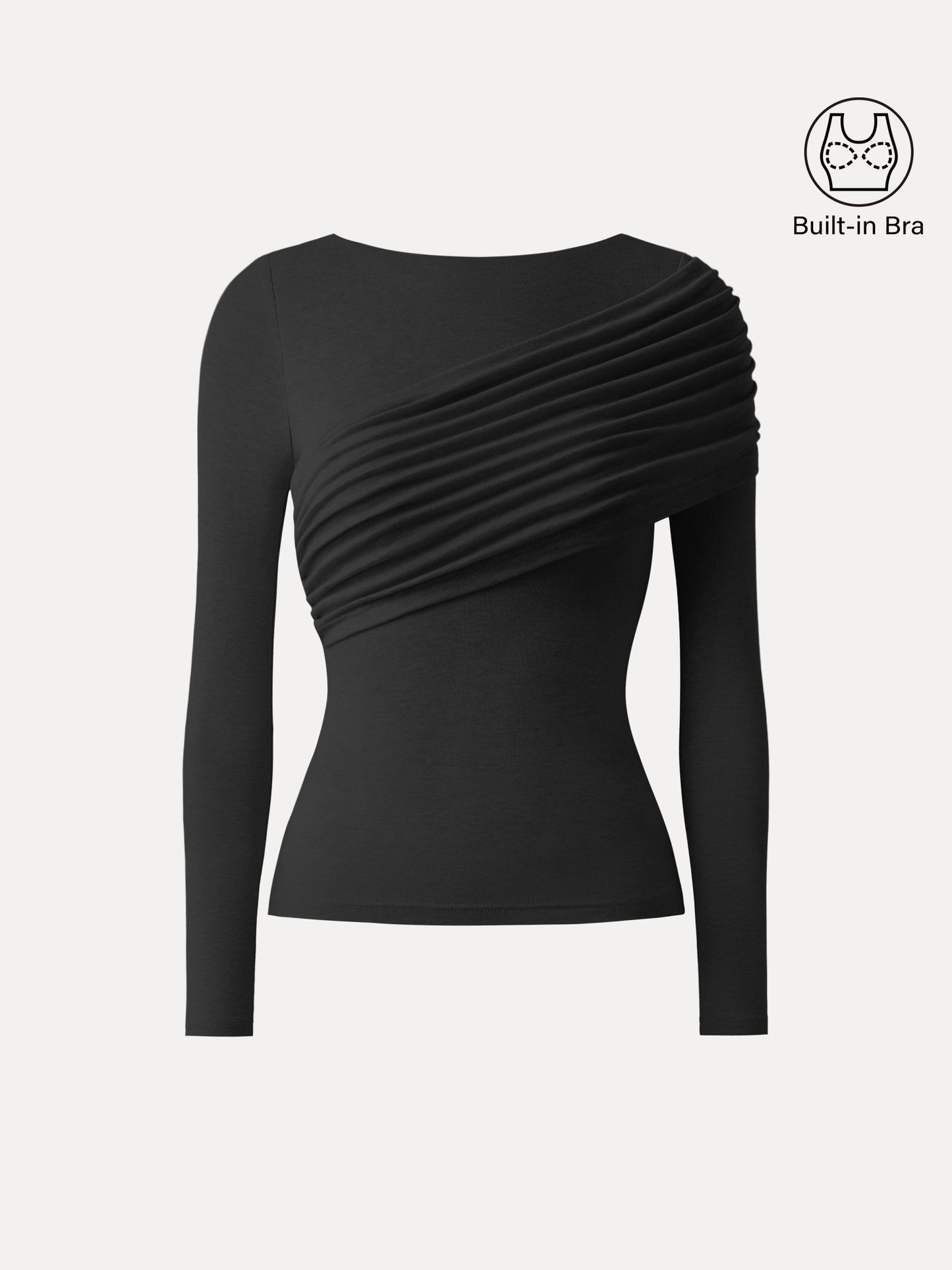 Tencel-Wol Brami Top met Plooien en Lange Mouwen