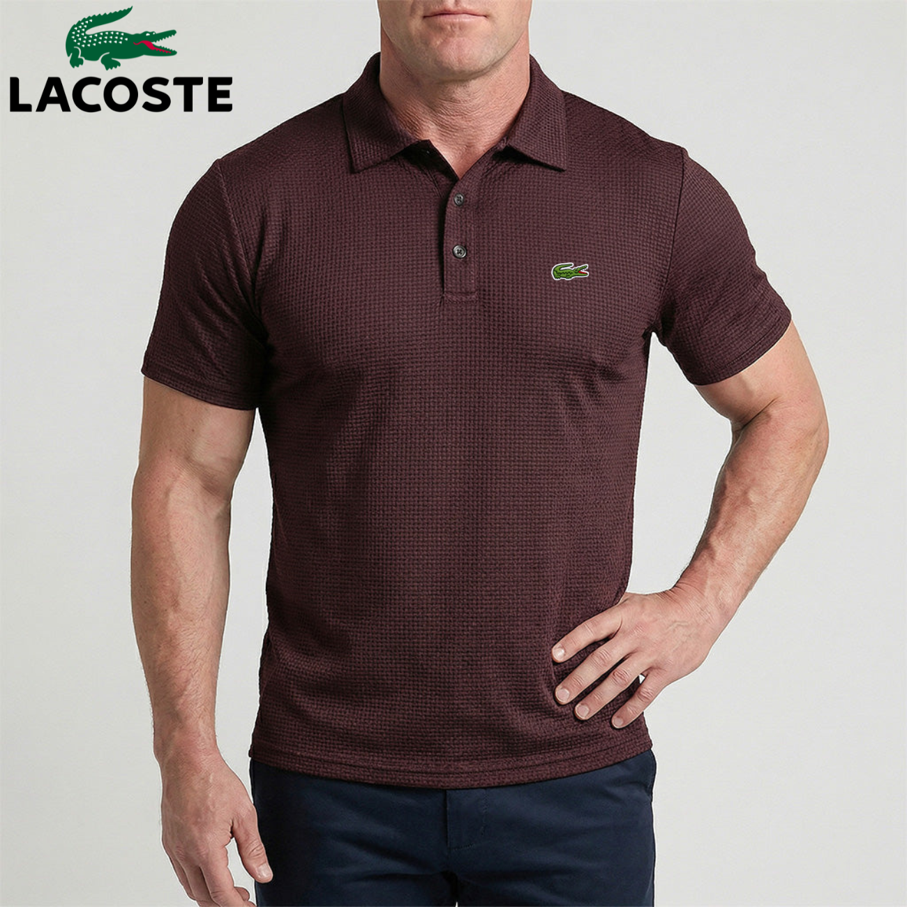 Wafelgebreide Tech Polo Heren