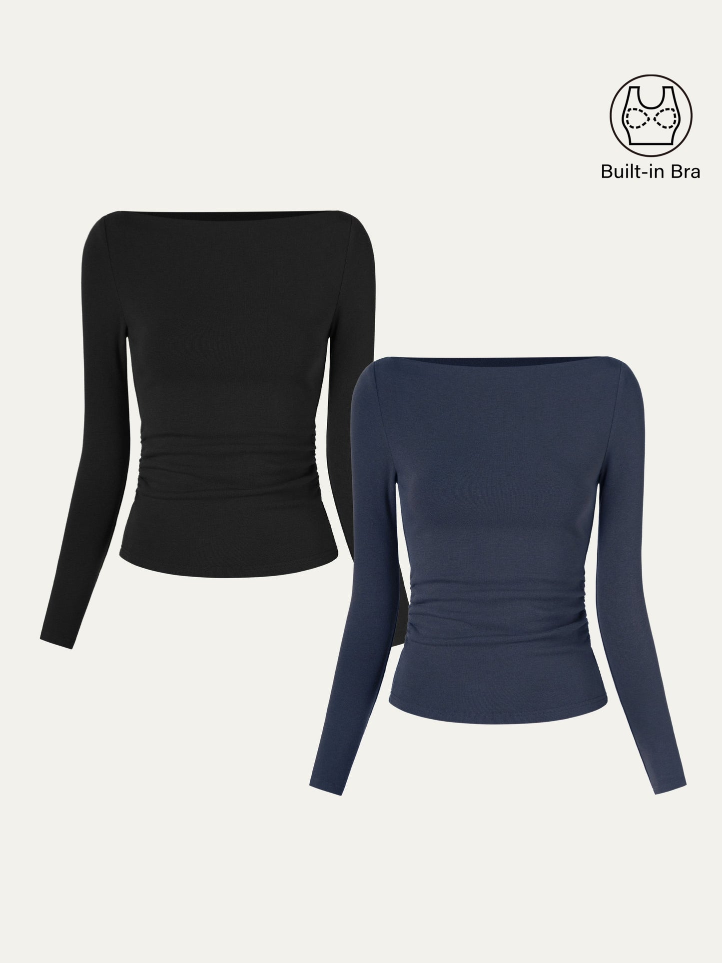 Moderne Brami Top met Boothals en Geplooide Zijkant