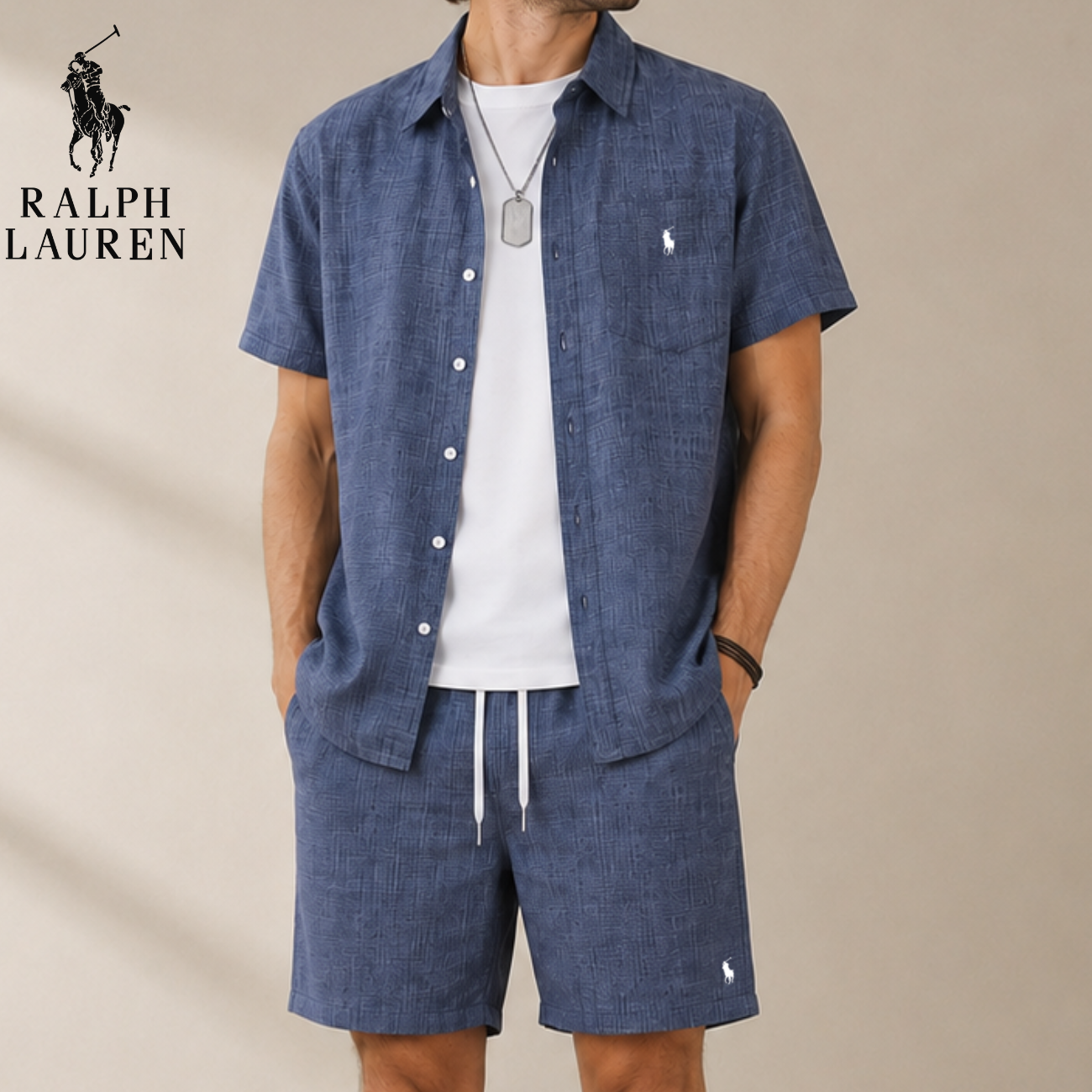 Tweedelige Linnen Set Overhemd & Short