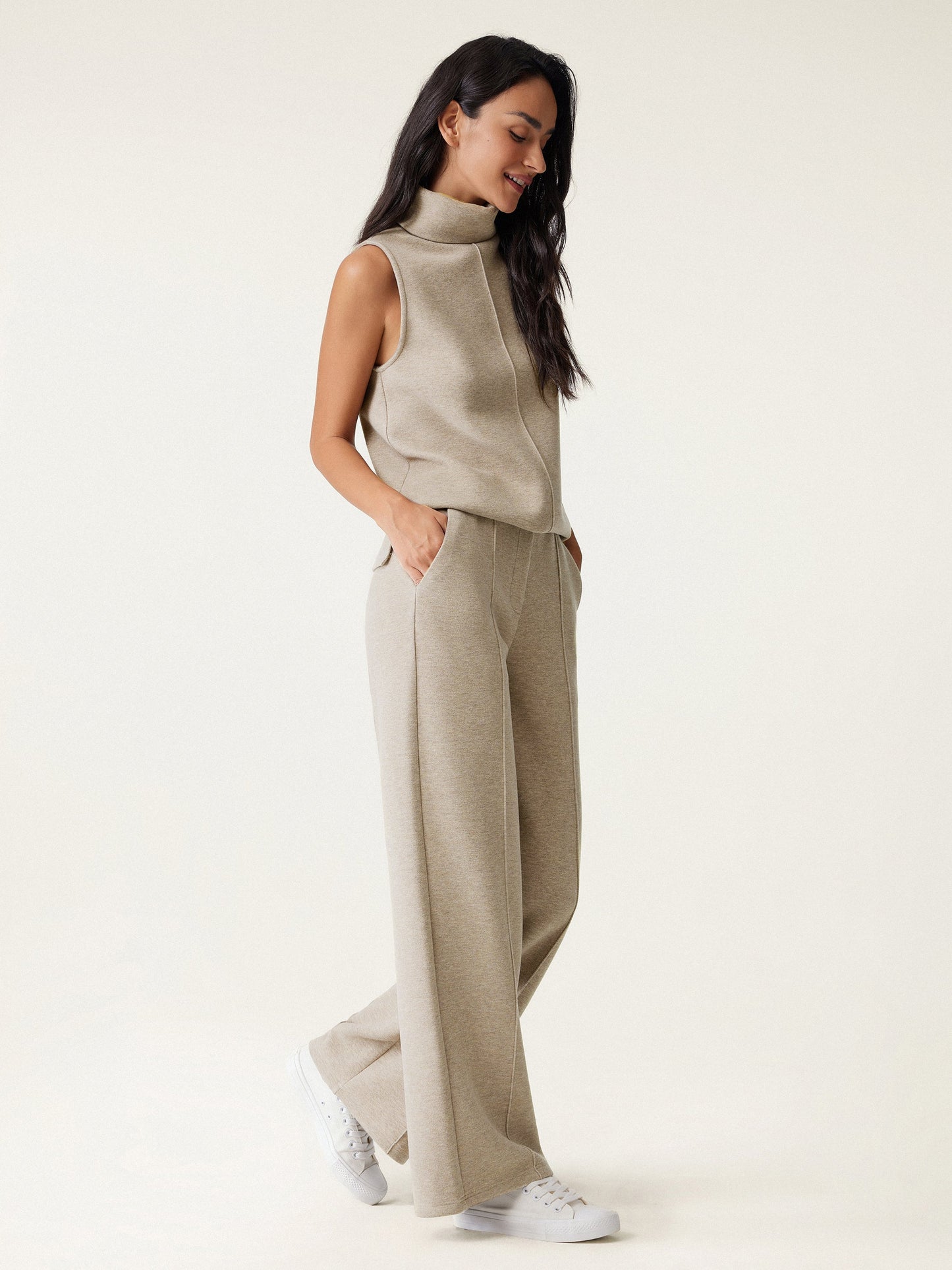 Pull-on Broek met Hoge Taille en Rechte Pijp