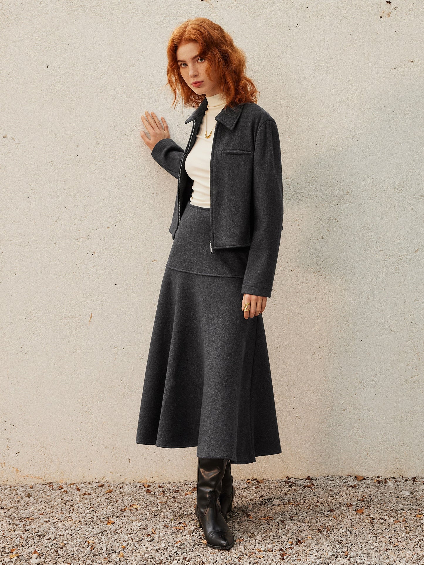 Wollook Uitlopende Maxirok