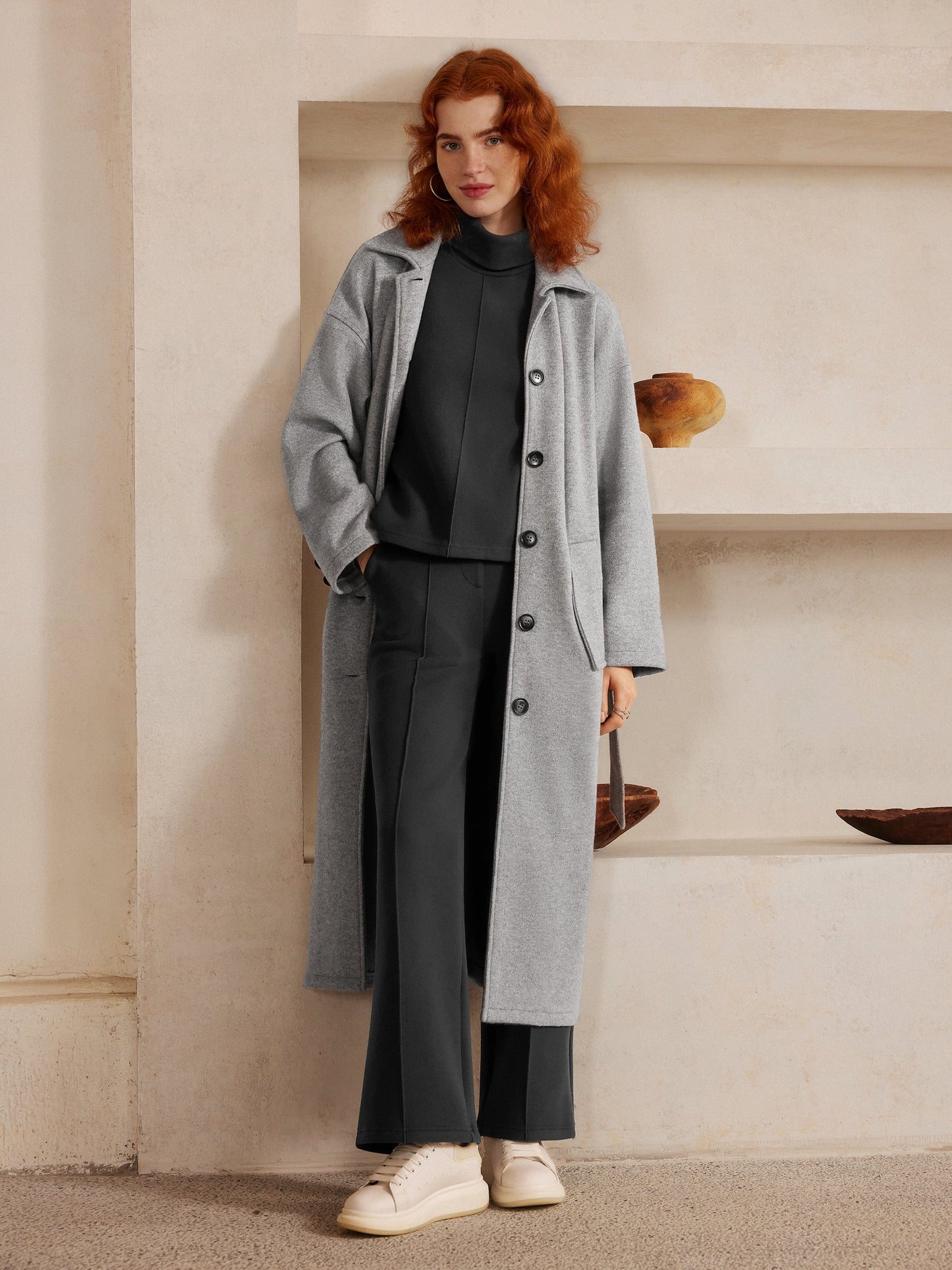 Pull-on Broek met Hoge Taille en Rechte Pijp