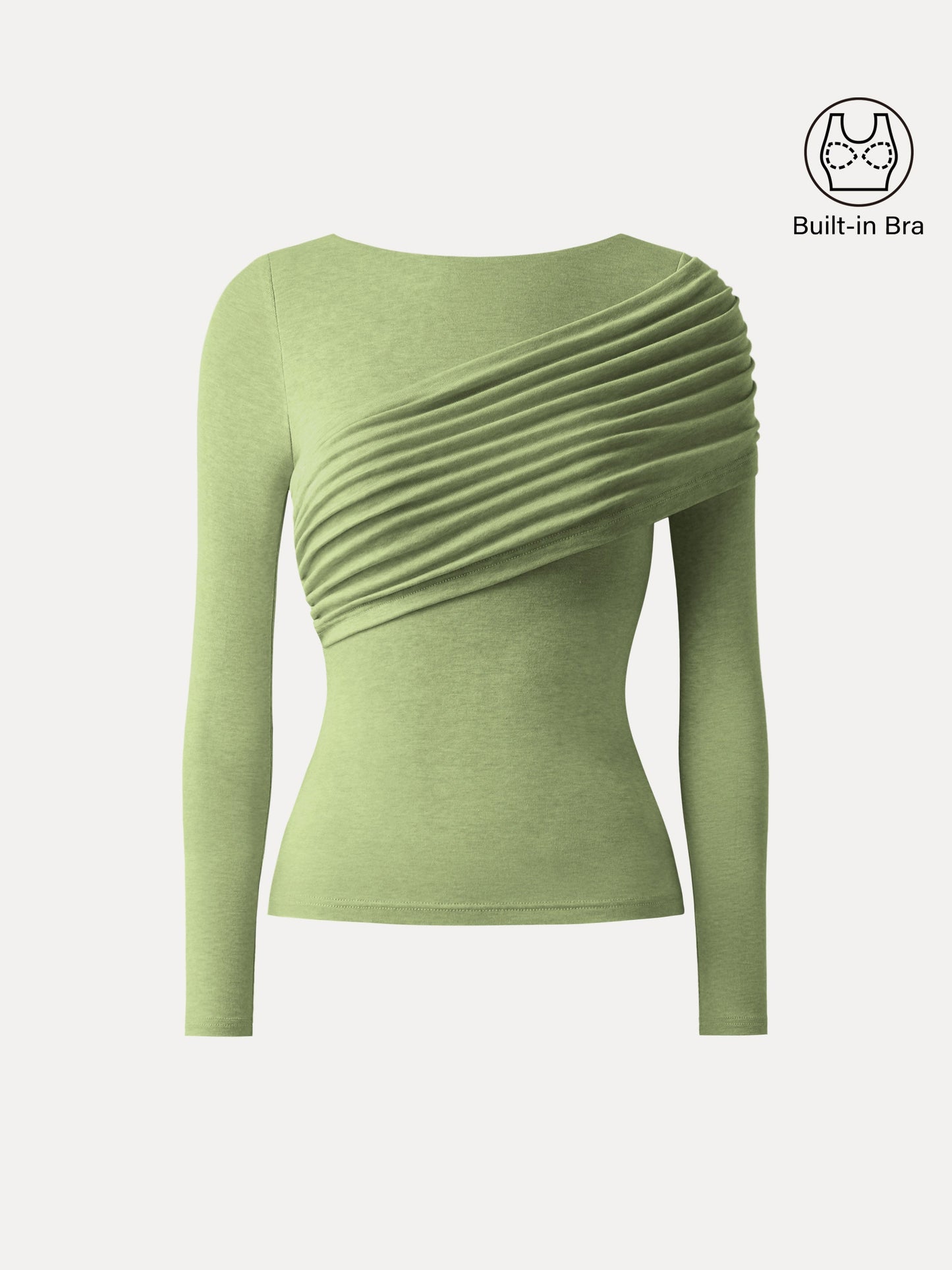 Tencel-Wol Brami Top met Plooien en Lange Mouwen