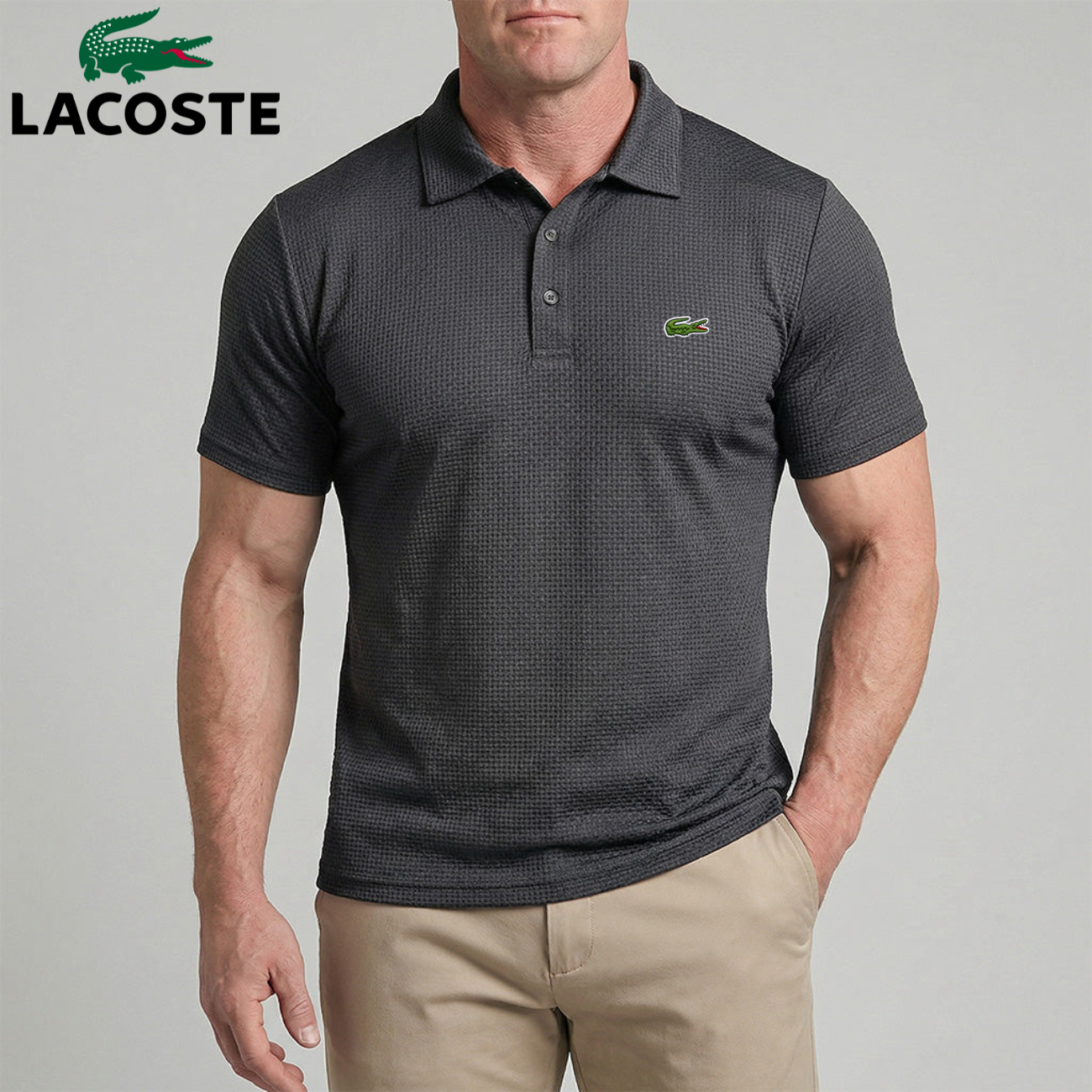 Wafelgebreide Tech Polo Heren