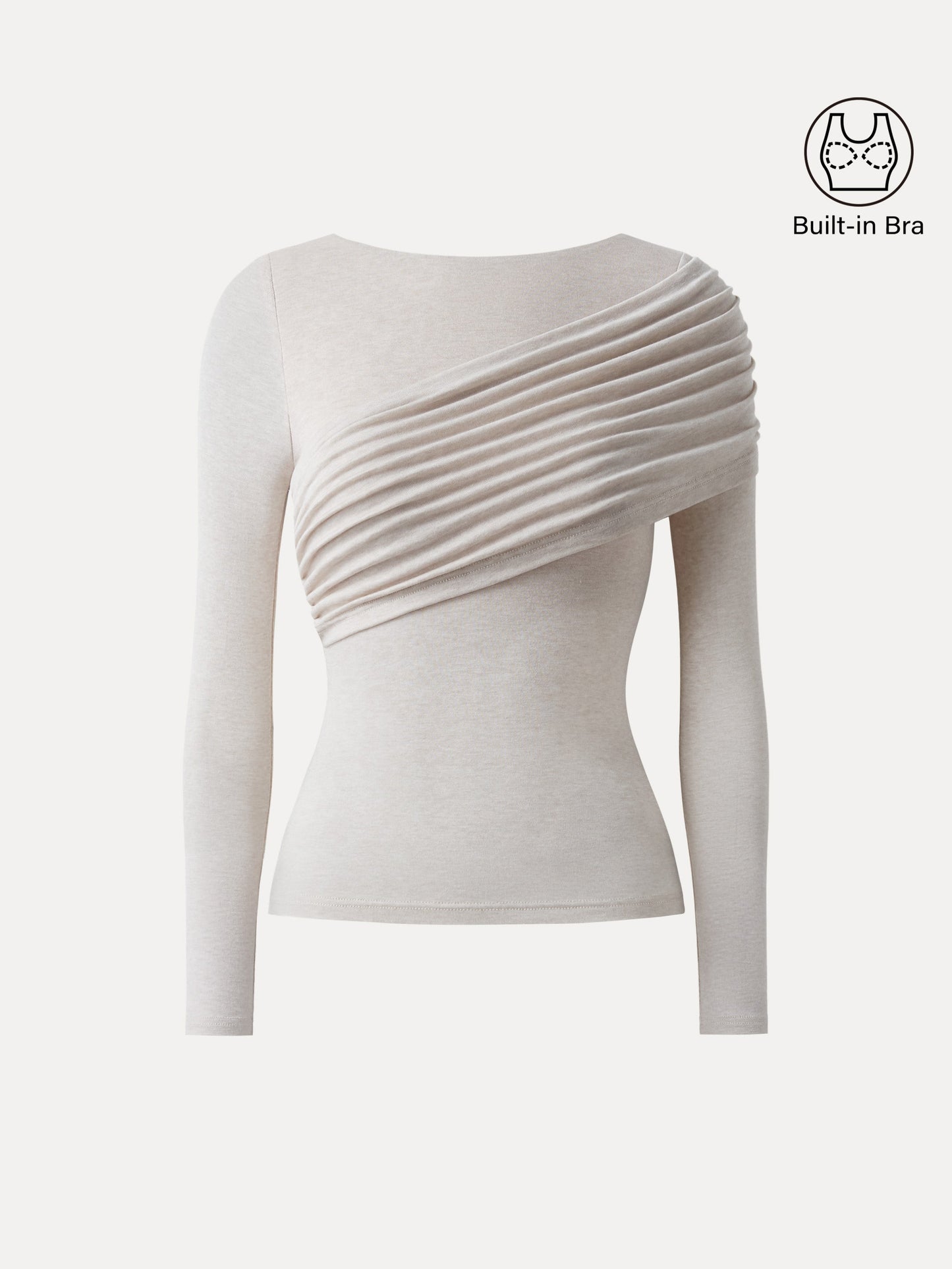 Tencel-Wol Brami Top met Plooien en Lange Mouwen
