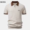 Premium Gebreide Polo met Rits en Contrast