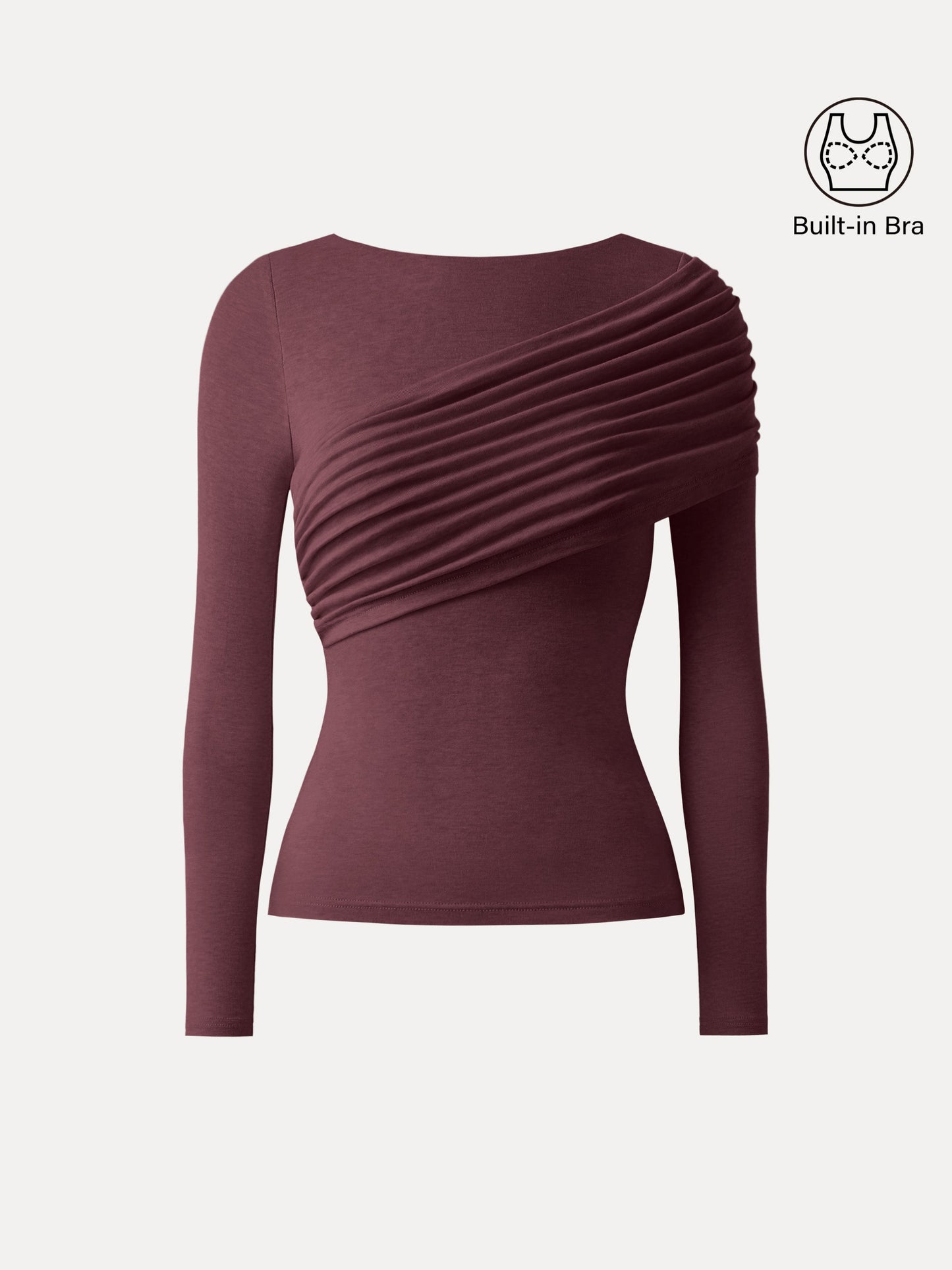 Tencel-Wol Brami Top met Plooien en Lange Mouwen