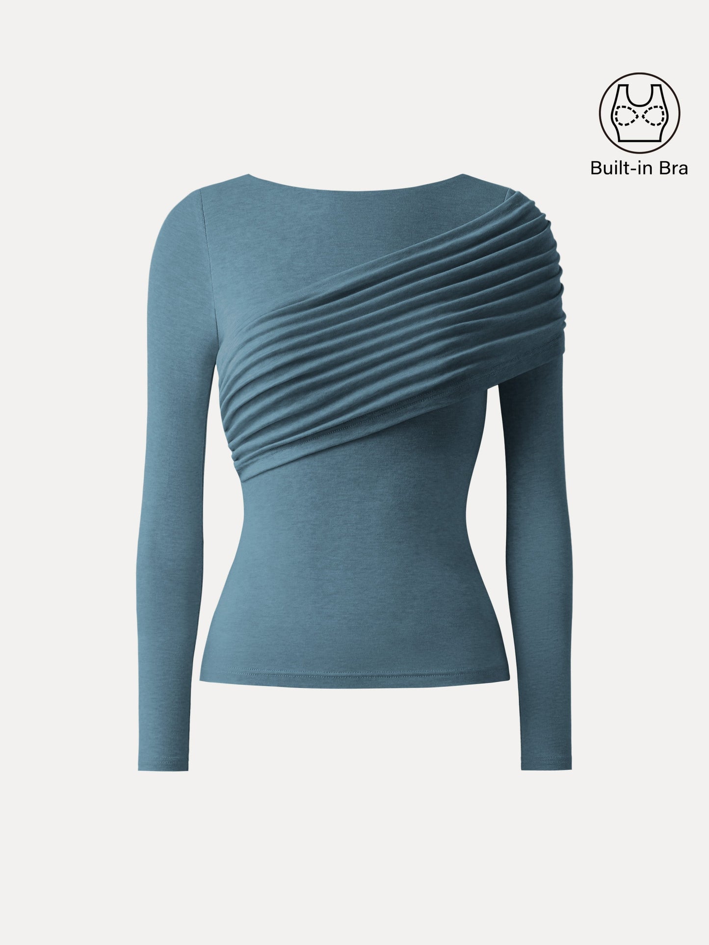 Tencel-Wol Brami Top met Plooien en Lange Mouwen
