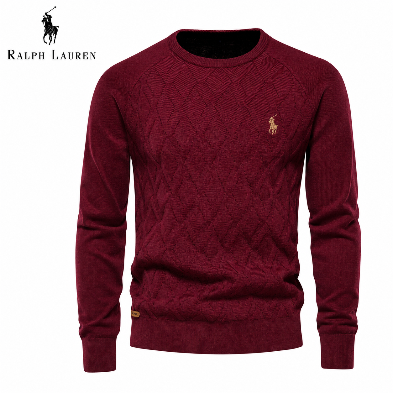 RL- Heritage Trui met Diamantbreisel en Ronde Hals