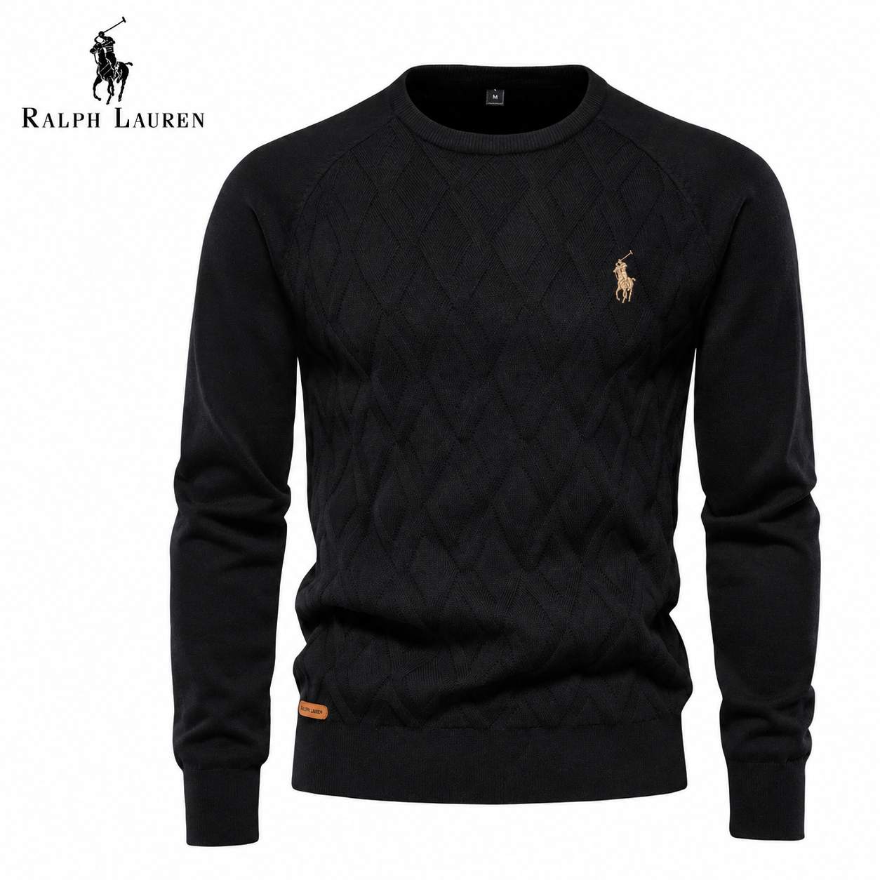 RL- Heritage Trui met Diamantbreisel en Ronde Hals