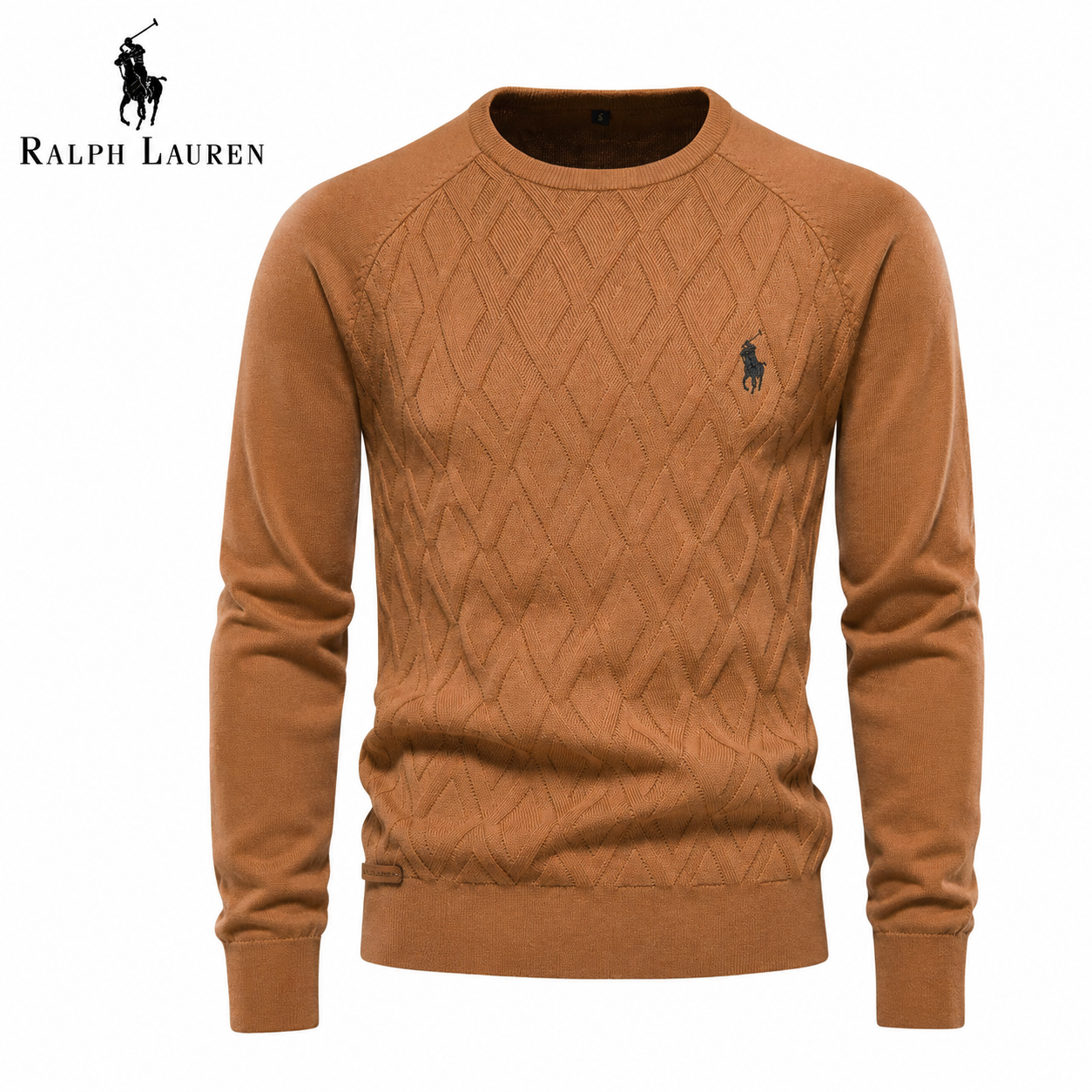 RL- Heritage Trui met Diamantbreisel en Ronde Hals
