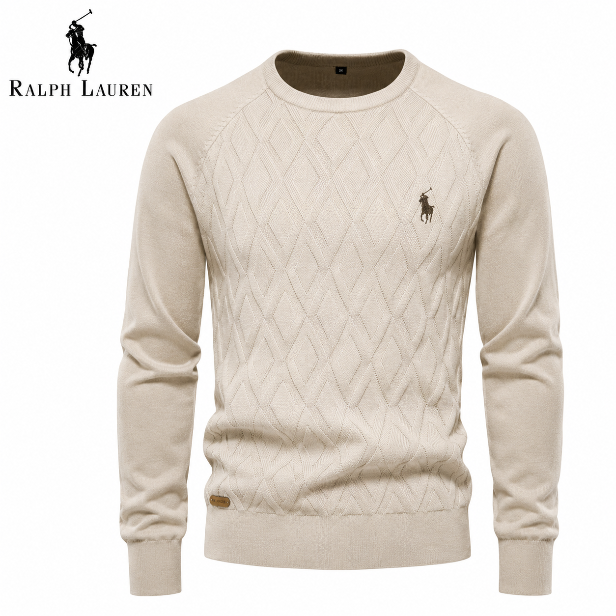 RL- Heritage Trui met Diamantbreisel en Ronde Hals