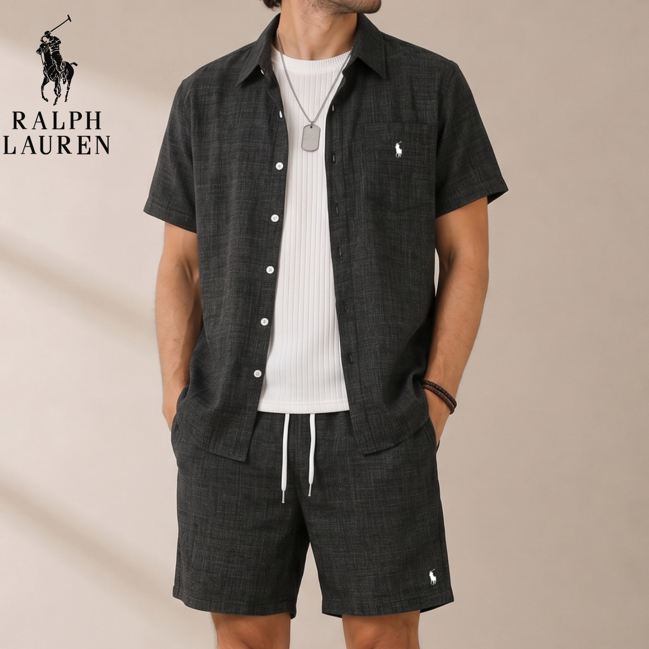 Tweedelige Linnen Set Overhemd & Short