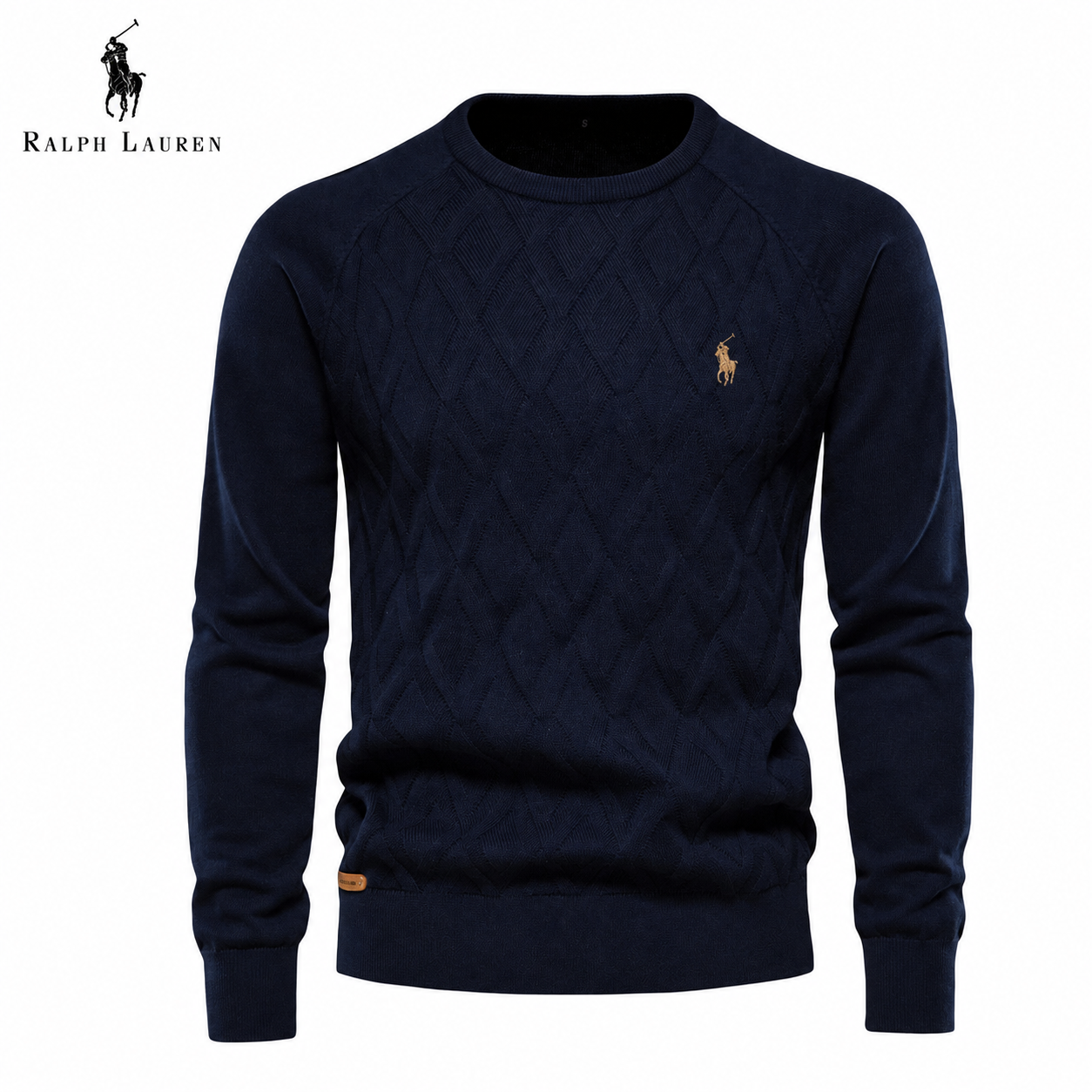 RL- Heritage Trui met Diamantbreisel en Ronde Hals