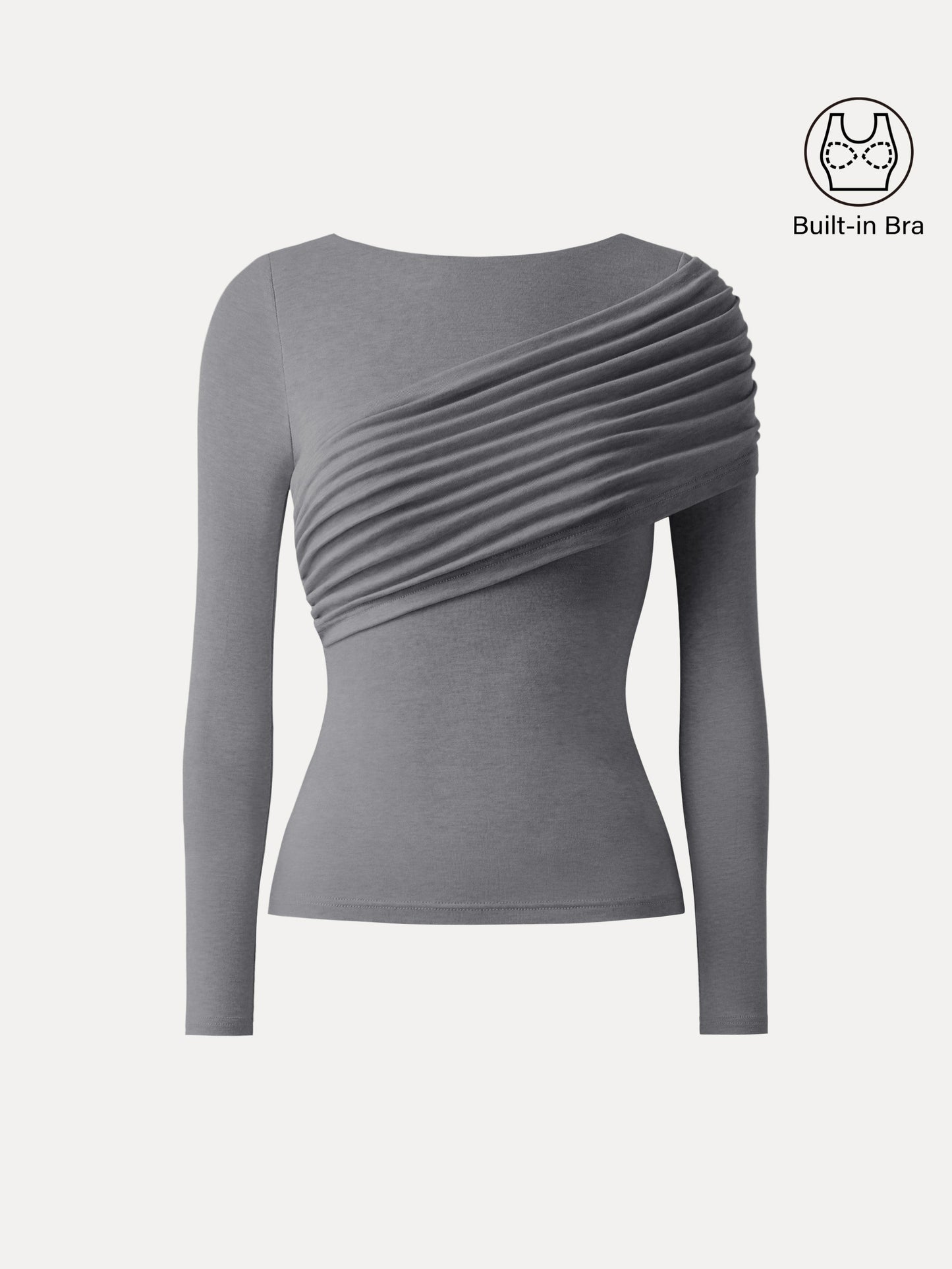 Tencel-Wol Brami Top met Plooien en Lange Mouwen