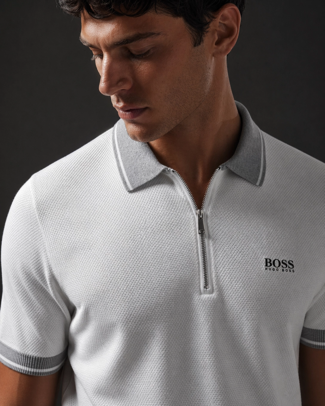 Premium Gebreide Polo met Rits en Contrast
