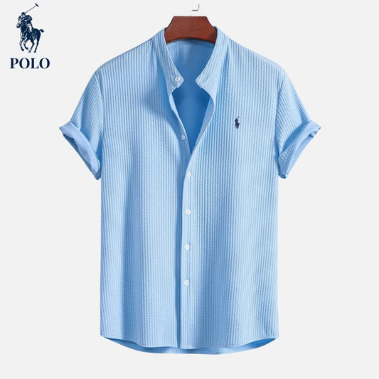 Polo Col Montant Hampton Bleu Clair