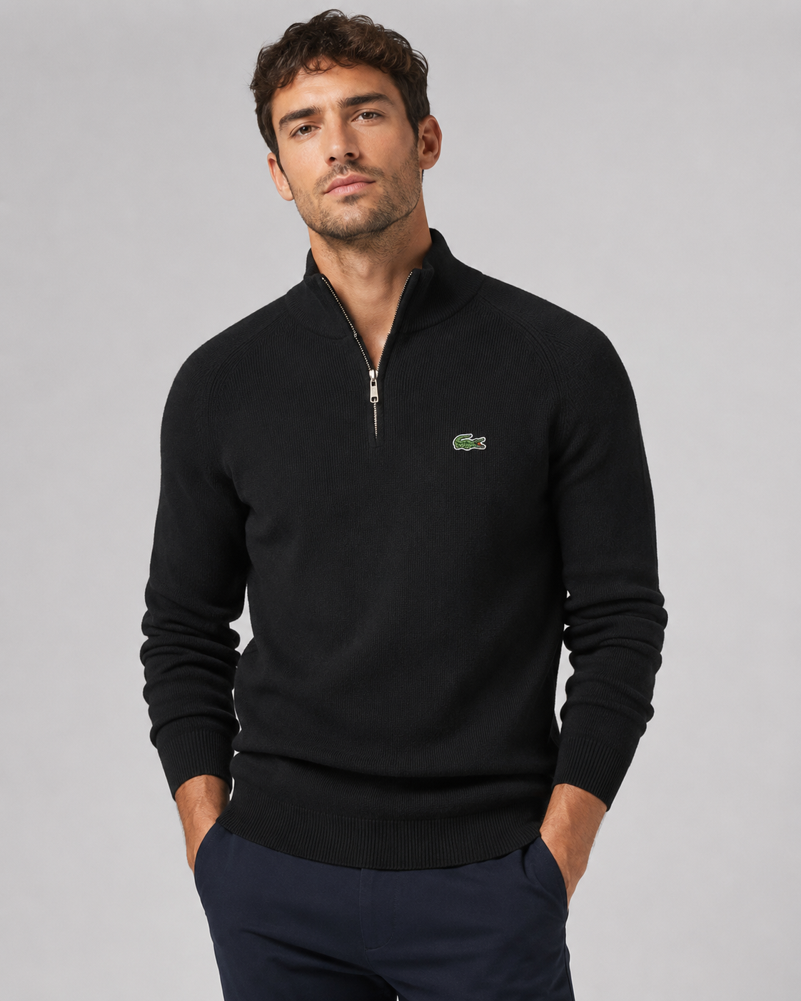 Winter cardigan - black on model